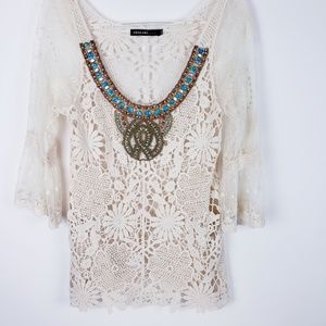 Origami - Crochet Lace Beaded Top